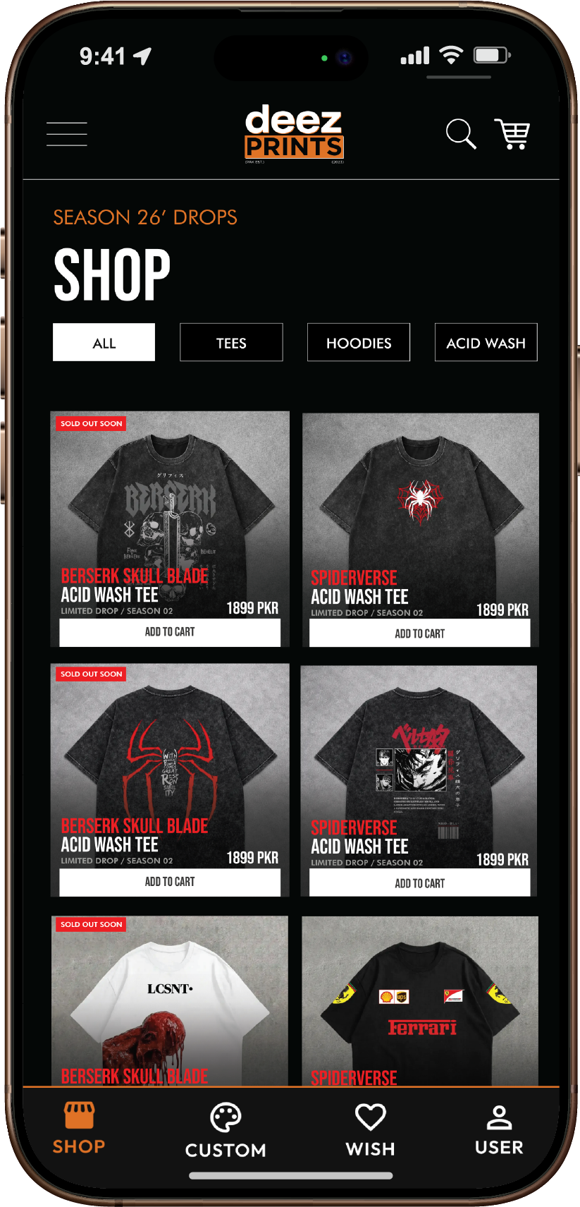 Deez Prints Mobile Interface